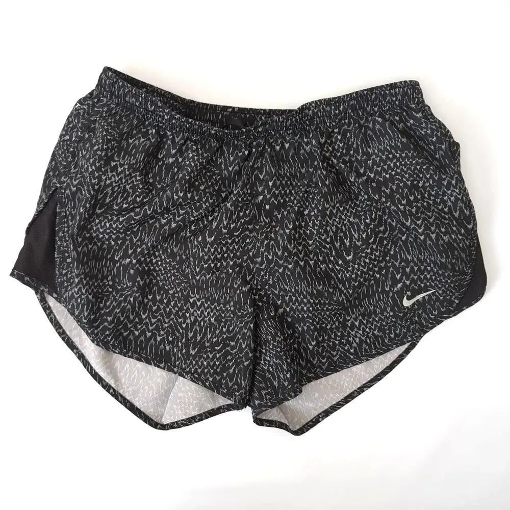 Nike Womens Lined Tempo Running Shorts Small Dri Fit Black Gray Marbled Athletic
